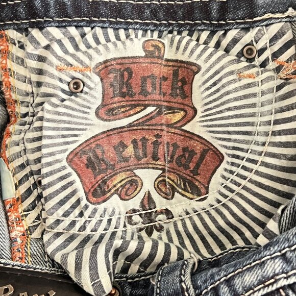 Rock Revival Jeans Womens 28 Evelyn Low Rise Boot Dark Wash Sequin Embellished - Picture 10 of 16